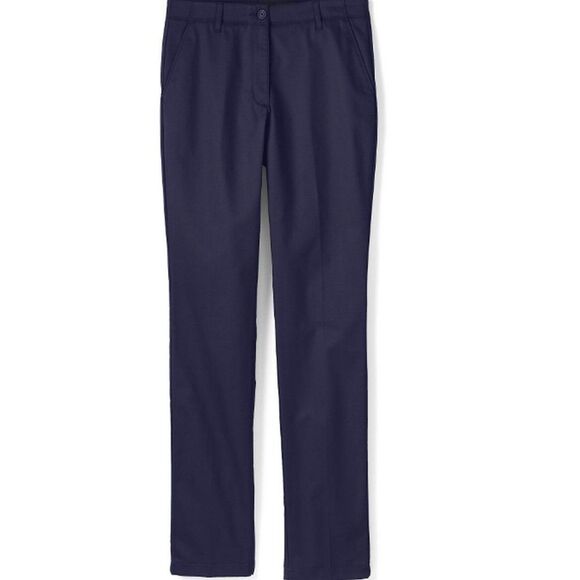 NEW LANDS' END Women's 8 Slim Leg Chino Pants True Navy Flat Front Spring Preppy - Picture 2 of 8